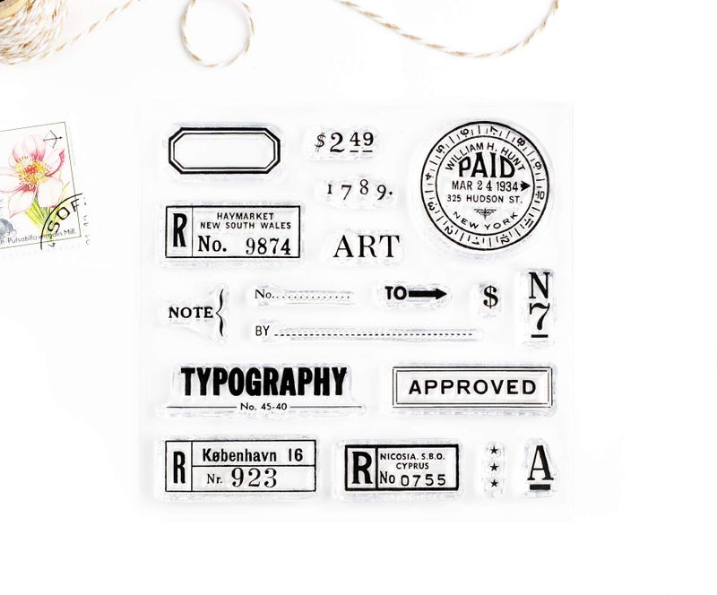 Wintertime Crafts Typography Small Clear Stamp Set 4x4 inch by Wintertime Crafts for Scrapbooking and Art Journals, Registered Mail Labels - Image 2